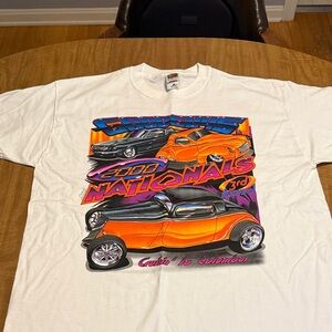 Vintage 2000 White Tee with Orange & Black Hot Rod Nationals Graphic